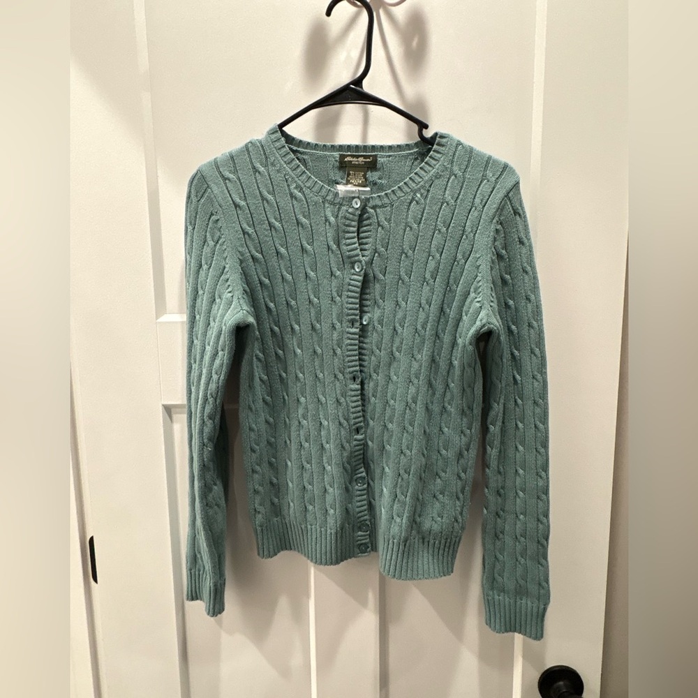Eddie Bauer Teal Cable Knit Cardigan